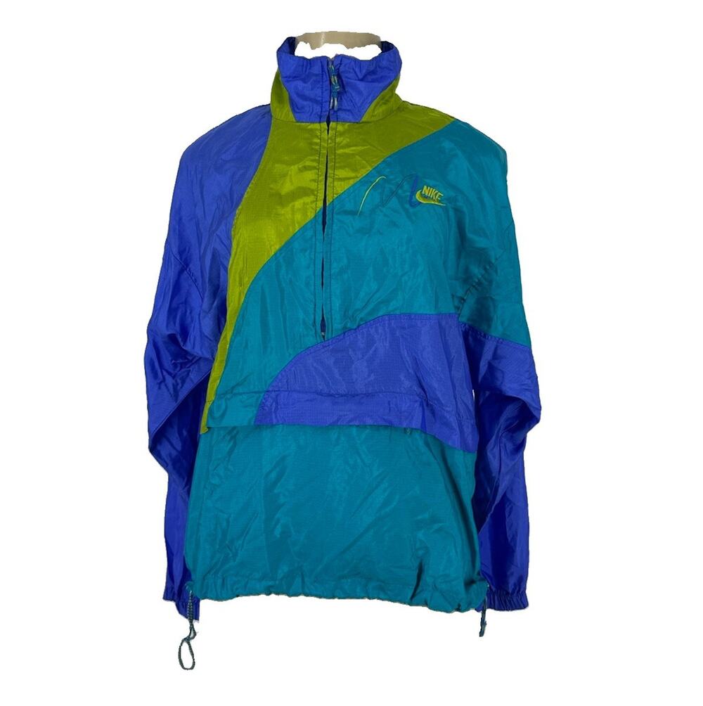 Vintage 90s Nike Medium Women’s Colorblock Windbreaker Jacket Pullover C101v